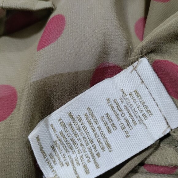 Free People Brown/Pink Polka Dot Button-Up Shirt High Low Hem Shirt Size Medium - Picture 7 of 11